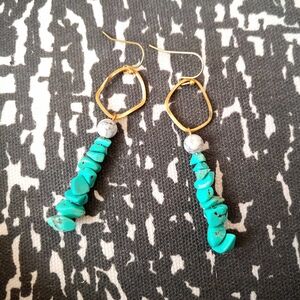 Long Turquoise Stack Earrings with Howlite